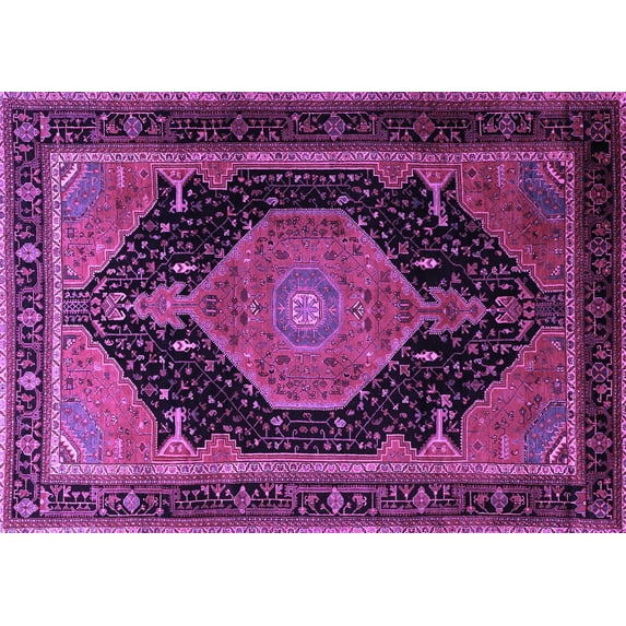 Ahgly Company Indoor Rectangle Medallion Purple Traditional Area Rugs, 2' x 4'