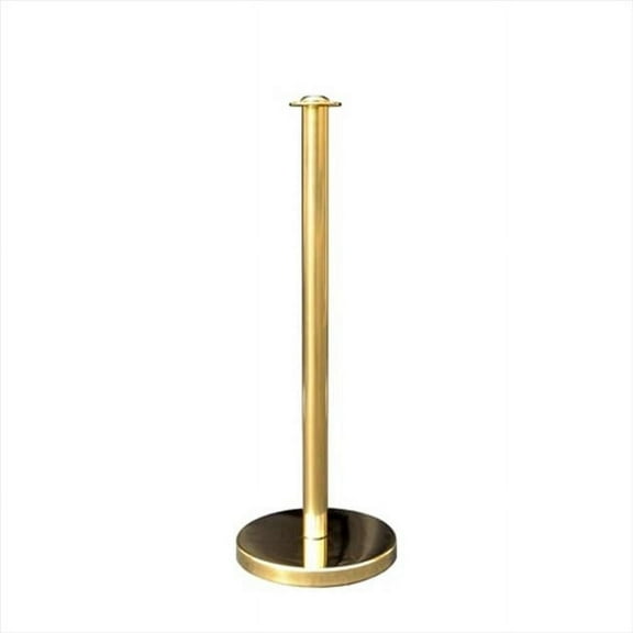 VIP Crowd Control 1603 12 in. Flat Base Economy Gold Stainless Steel Post with Flat Post Ring