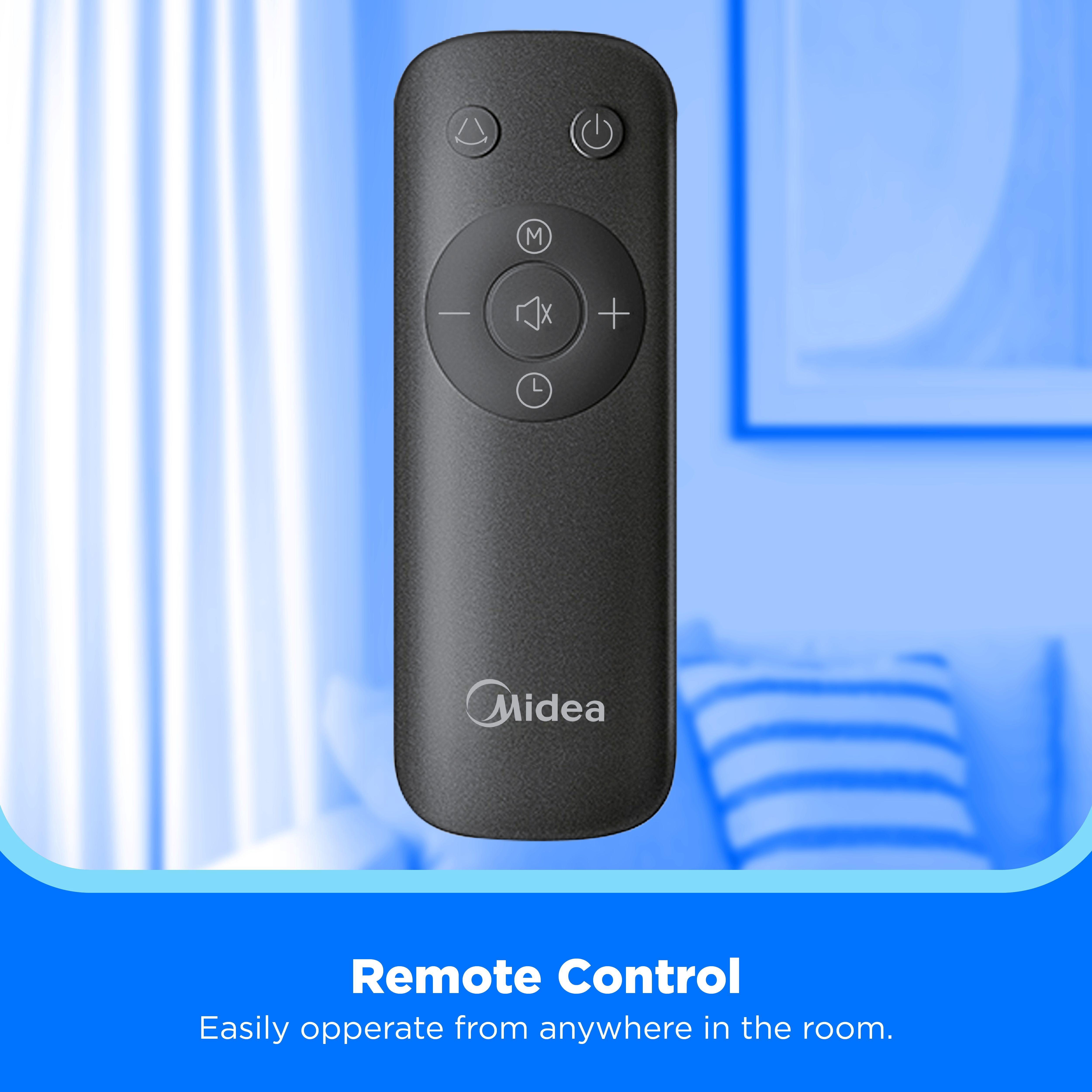 Midea 42-Inch Tower Fan Smart WiFi Enabled with 12 Speed Settings, Remote, Grey, MSFZ42W6WB