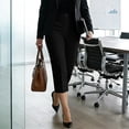 thumbnail image 5 of Qgtaibl Women's Cropped Dress Pants High Waisted Pleated Straight Leg Pants Solid Color Business Suit Trousers with Pockets Summer Capris Black XL, 5 of 9