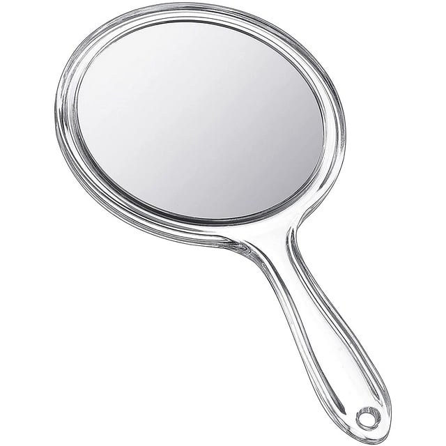 Espejo de mano Espejo de mano de doble cara Espejo de aumento 1X/ 2X con mango Espejo de mano transparente Espejo de maquillaje de forma redondeada Zhivalor Espejos y Percheros