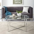 thumbnail image 3 of Pemberly Row Table Basse 36 avec Base en X en Verre et Chrome, 3 of 5