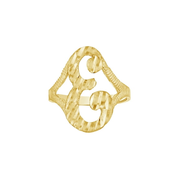10kt 10k Yellow Gold Womens Diamond-Cut Textured Initial Letter E Band Ring