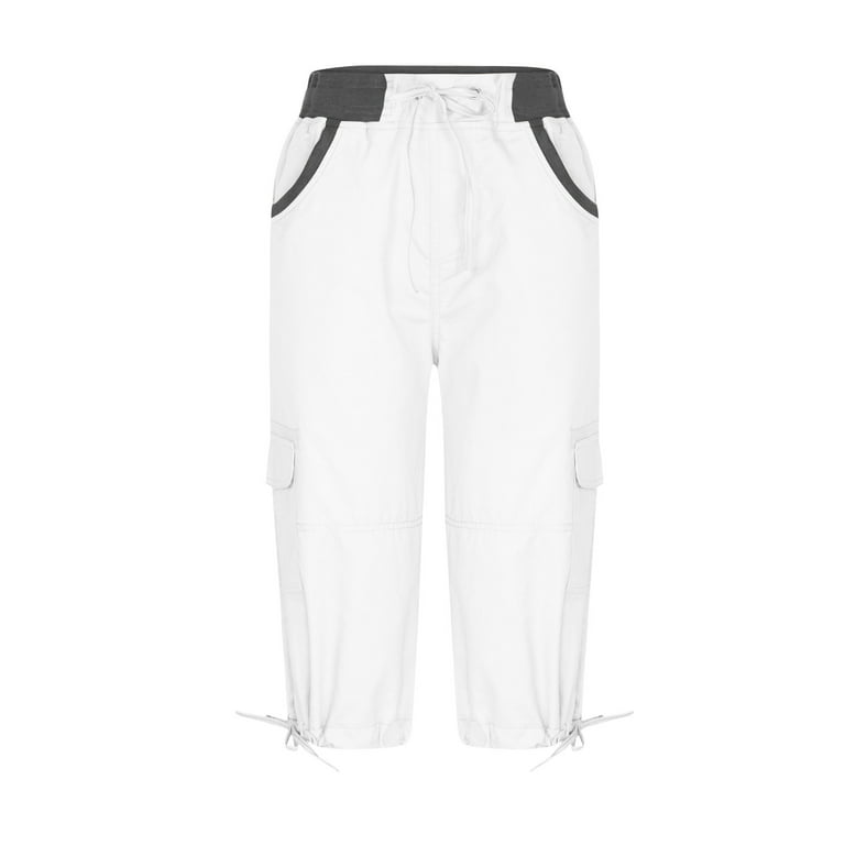 Capri Pants for Women Workout Cargo Pants 3/4 Length Summer Casual Lounge  Capris Slacks with Multi Pockets