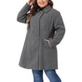thumbnail image 5 of Agnes Orinda Women's Plus Size Winter Coats Notched Lapel Single Breasted Outerwear Elegant Long Trench Coat with Pocket 2X Dark Gray, 5 of 7