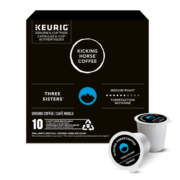 Kicking Horse Three Sisters, Medium Roast, K-Cup Coffee Pods, 10 Count, 10 Count
