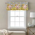 thumbnail image 3 of Sunflowers Pig Valance Curtain Vintage Country Pig Floral Black Plaid Window Valances Rod Pocket Short Curtains Window Treatments for Kitchen Bedroom Bathroom Laundry 56" x 16", 3 of 9