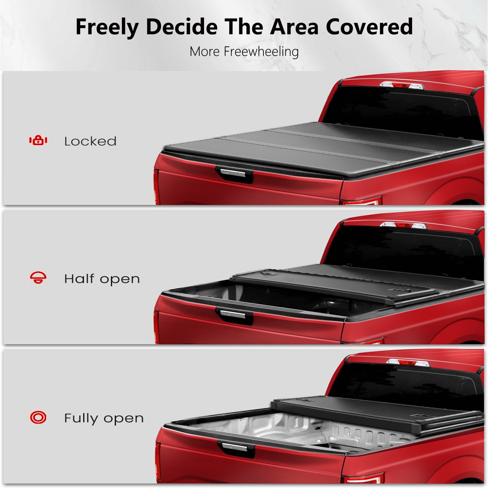 TOPRONE Hard Tri-Fold Tonneau Cover Fits 2007-2018 Chevy Silverado GMC Sierra 1500 with 5.8ft (69.3in) Truck Bed | Not Fits CarbonPro Bed | On Top |