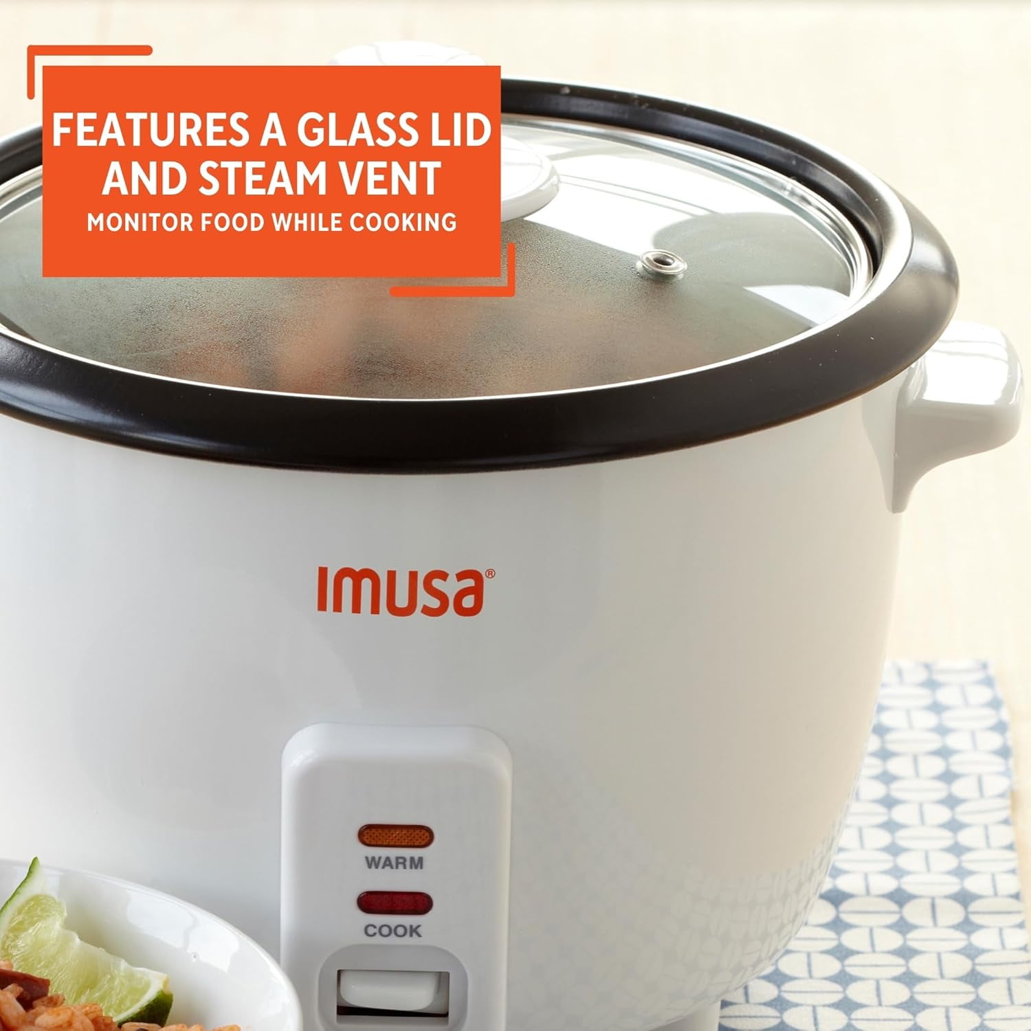 Electric Nonstick Rice Cooker 5-Cup (Uncooked) 10-Cup (Cooked), White