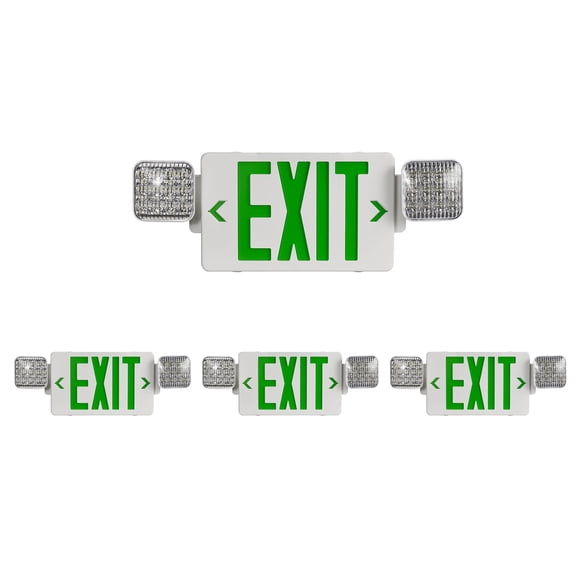Señal de salida CM MZY con luz de emergencia LED verde 120V/277V, paquete de 4