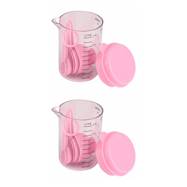 Kearding 7 unids/set taza medidora con cucharas utensilios de cocina cucharas accesorios panadería profesional para de medición rosa Rosa 2piezas Kearding CBP032468