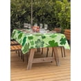thumbnail image 2 of Outdoor Tablecloth with Umbrella Hole and Zipper, Happy St. Patrick's Day Rectangle Table Cloth 60x120 Inch Waterproof Tablecloth, Spring Lucky Shamrock Cloud Green Picnic Table Cover for Patio, 2 of 7