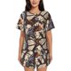 thumbnail image 1 of Balery Vector Butterflies Conjunto de Pijama para Mujer con Estampado, Dos Piezas de Manga Corta y Shorts, Ropa de Dormir Suave con Cuello Redondo y Bolsillos-XX-Large, 1 of 6