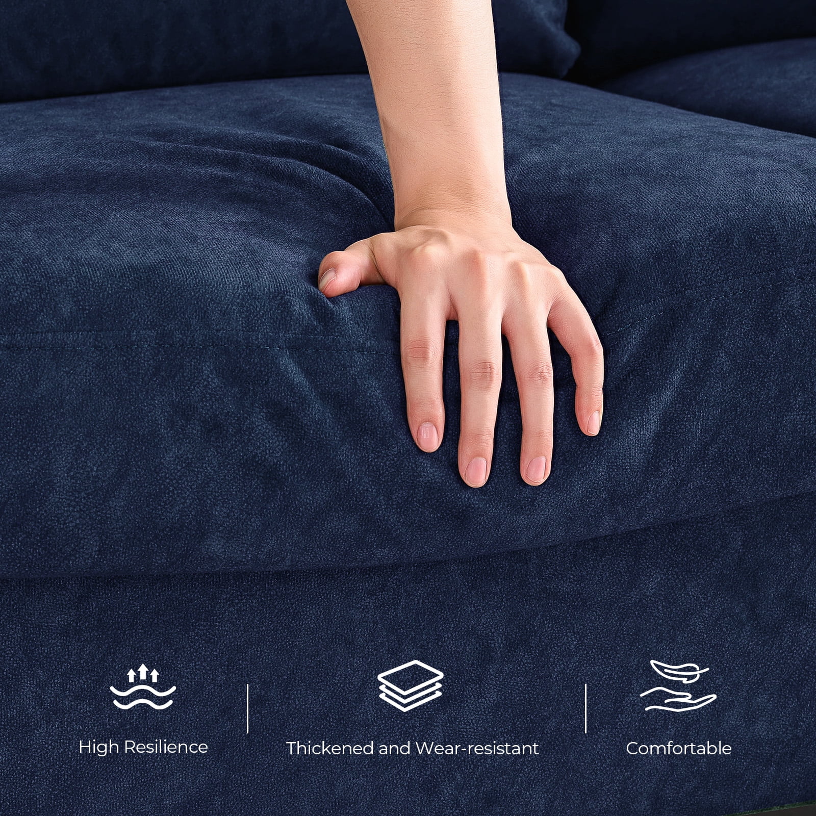 90" Sofa Couch, Modern Upholstered Sofa 3 Seater Sofa For Living Room Apartment Office