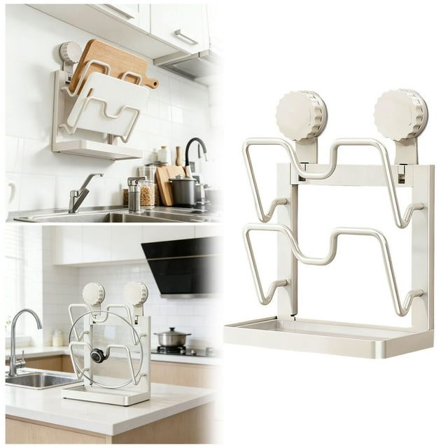 Oliegs Boxbollen Kitchen Lid Storage Rack Multifunctional Lid Holder U Shaped Vertical Holder With Removable Drip Tray For Countertop And Stove Top Has A Lid Storage Function Walking