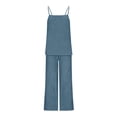 thumbnail image 6 of 2 Piece Outfits Summer,Women's 2 Piece Cotton Linen Outfits Casual Loose Sleeveless Tank Top Wide Leg Pant Sets Summer with Pockets, 6 of 6