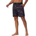 thumbnail image 5 of INSPIRE CHIC Men's Tropical Vocation Elastic Waist Drawstring Hawaiian Print Athletic Swim Trunks 32 Black, 5 of 6