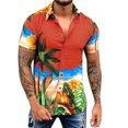 thumbnail image 1 of Camisas Vaqueras Para Hombre Manga Larga hombre Primavera Verano Top camisa Casual playa impreso Patchwork camisa manga corta Top playa camisa (Red, L), 1 of 6