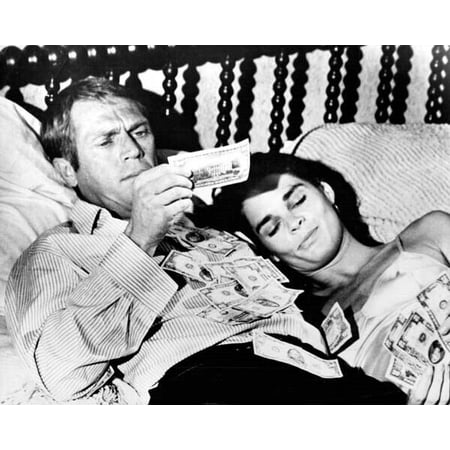 The Getaway 1971 Steve McQueen Ali MacGraw lies in bed with cash 8x10 inch photo