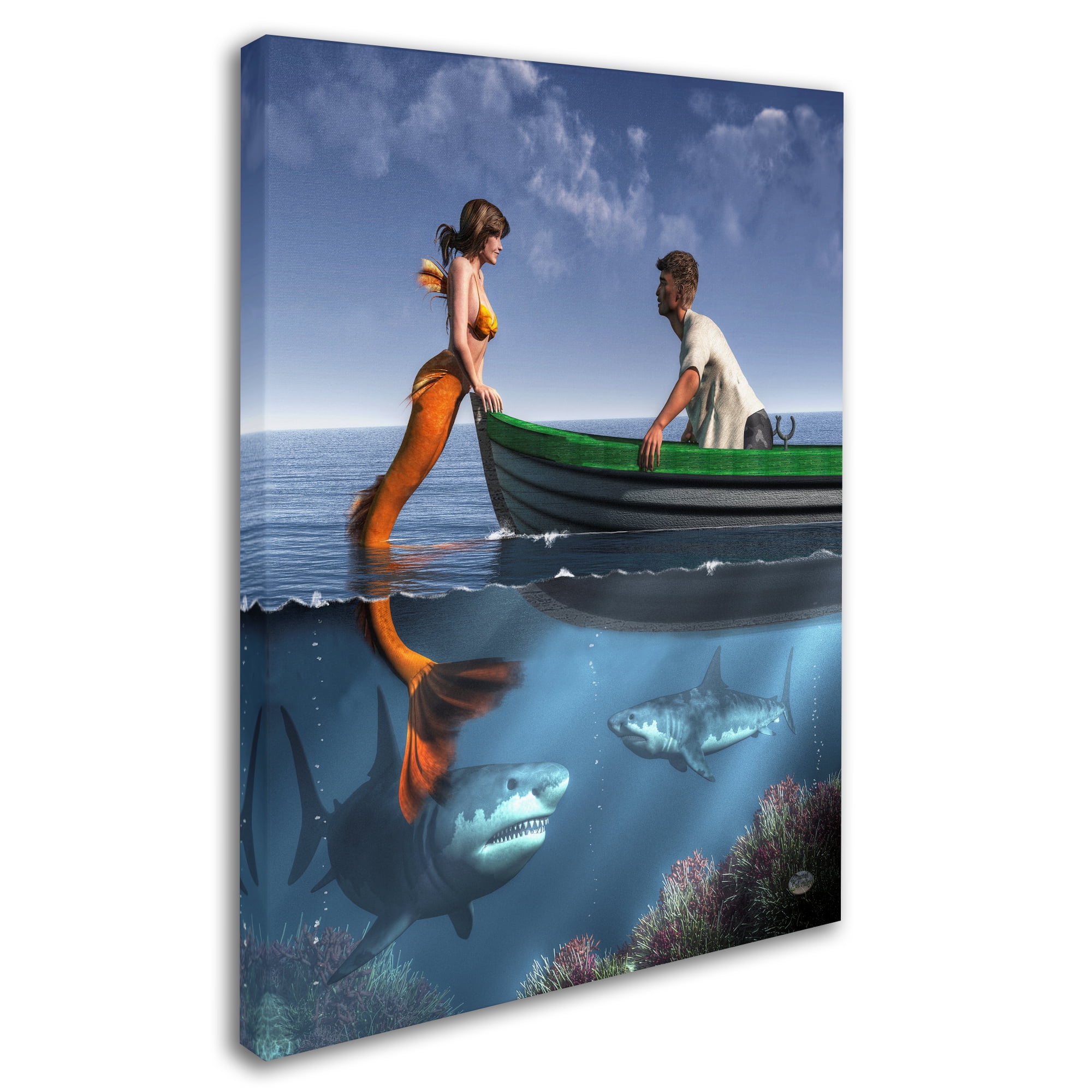 Trademark Fine Art 'A Mermaid And Her Pets' Canvas Art by Daniel Eskridge