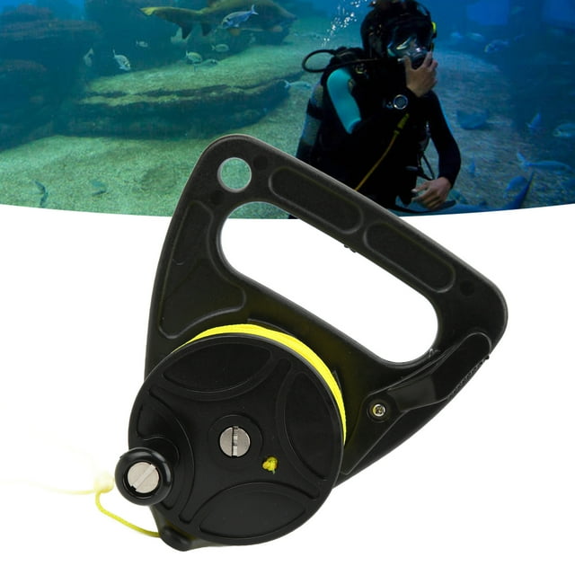 Moulinet de Plongée Portable Sports Nautiques sous-Marins Fil Jaune 46m Bouchon de Pouce