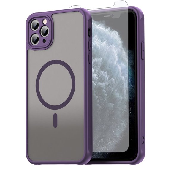 Ring Phone Case compatible with Apple iPhone 11 Pro Max, Translucent Matte Anti-Fingerprint Back, Military Grade Drop Proof Shockproof Protective Cover for Women Men