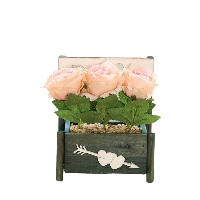 LCXmlly Fake Bonsai Simulation Bonsai Realistic Looking No Watering 3head Rose Artificial Potted Plant
