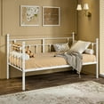 thumbnail image 4 of VECELO Twin Size Metal Daybed Frame, Heavy Duty Steel Slats Support, Mattress Foundation Sofa Bed, White, 4 of 13