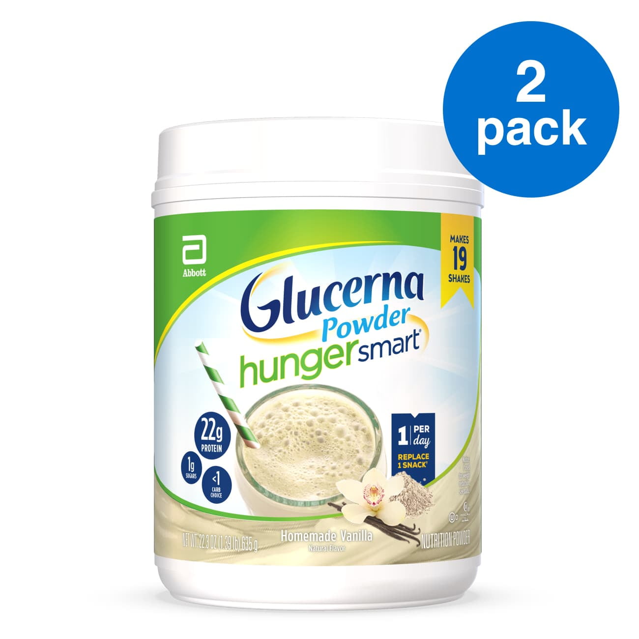 Glucerna Hunger Smart Powder, with 22g of Protein and 2g Sugars, Gluten