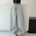 thumbnail image 2 of Leey-World Girl's Y2k Swearpants Low Rise High Elastic Waist Pants Baggy Wide Leg Casual Sweatpants(Light Gray,5-6 Years), 2 of 9