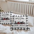 thumbnail image 6 of Throw Pillow Covers 24x24 Inch Set of 2, Farmhouse Cabin Waterproof Outdoor Pillow Covers, Country Vintage House Wood Grain Pliad Decorative Cushion Pillowcases for Couch, Sofa, Bed, Garden, Patio, 6 of 9