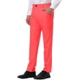 thumbnail image 4 of Unique Bargains Men's Business Pants Classic Fit Solid Color Suit Trousers with Pockets 34 Light Red, 4 of 6