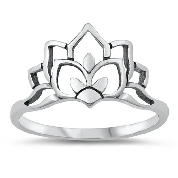 Elegant Open Lotus Flower Ring .925 Sterling Silver Band Jewelry Female Male Unisex Size 9