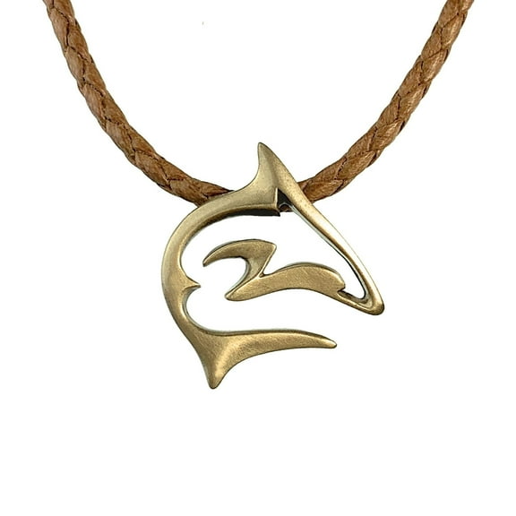 Frenzy Reef Shark Sea Life Ocean Theme Solid Bronze Pendant Necklace