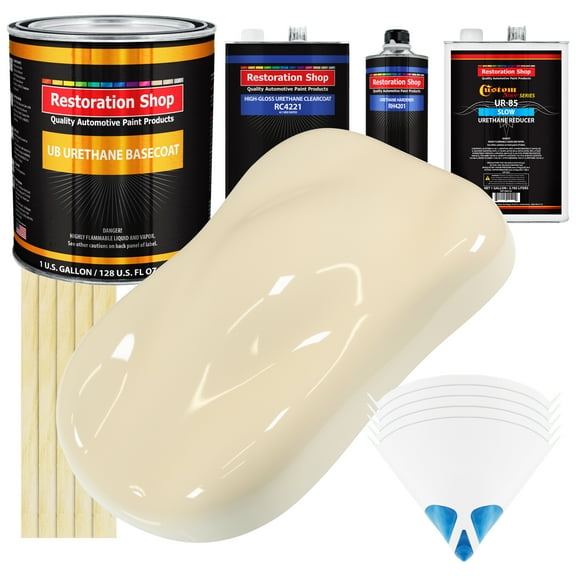 Wimbledon White SLOW 1 Gallon Automotive Paint Kit URETHANE BASECOAT & Clearcoat