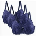 thumbnail image 2 of CFLVAEK 3 Piece Lace Bras for Women Plus Size Push Up Bras for Senior Women Breathable Wireless Everyday Bra Comfy Full Coverage Bra Blue XXL, 2 of 7