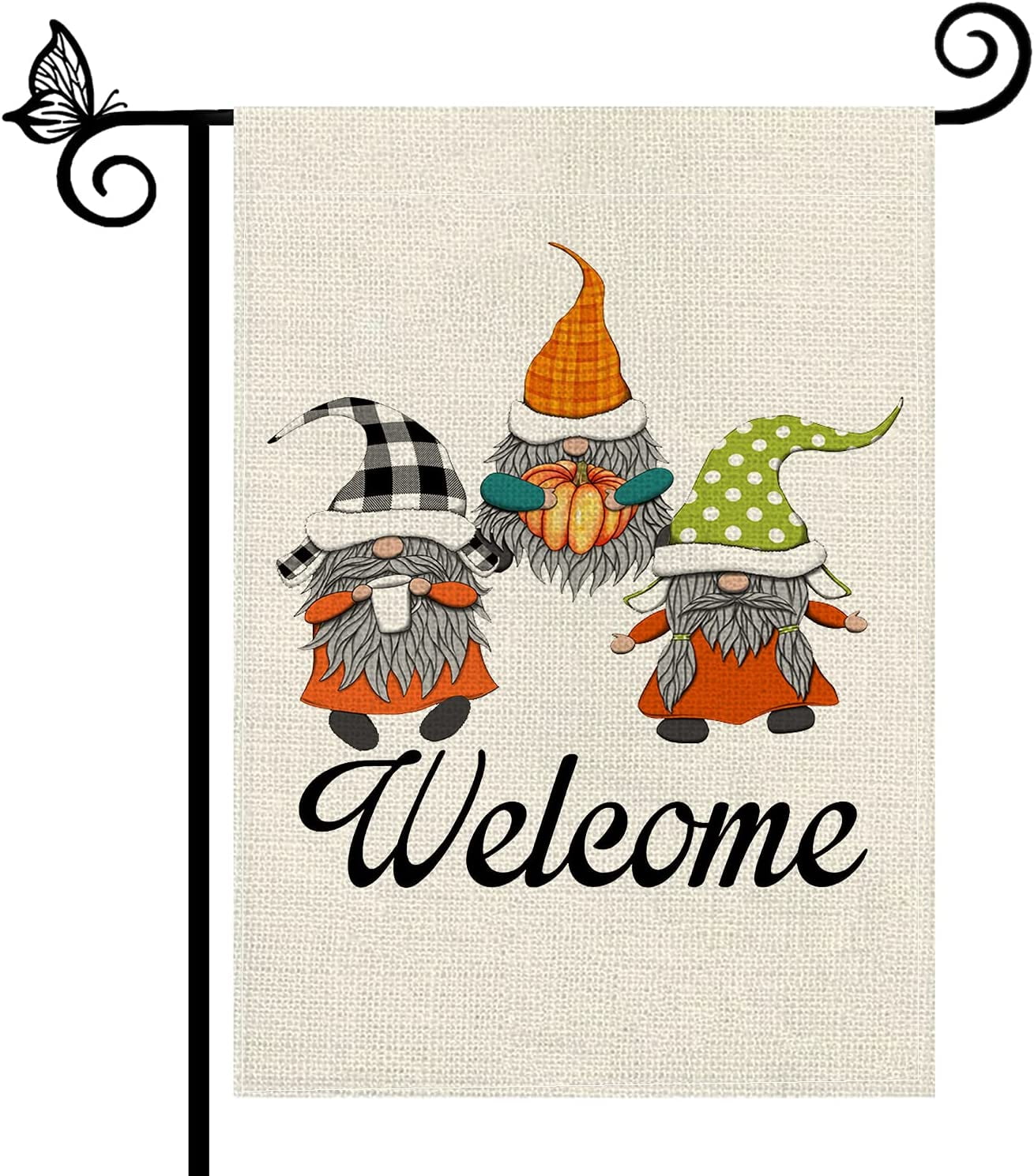 Fall Gnome Garden Flag Pumpkin Flags Banners 12.5x18 Inch