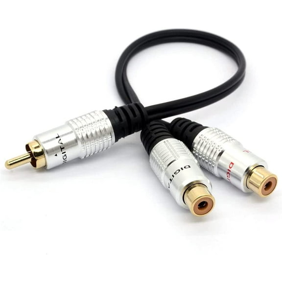 RCA Splitter Cable 1 RCA Mono Male to 2 RCA Phono Female Y Adapter Cord, 0.3 Metre