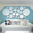 thumbnail image 1 of CHAO Etiqueta de la pared del espejo 15 cm 26 círculos, matriz de puntos 3D redonda sala de estar dormitorio TV fondo decoración de la pared etiqueta del espejo plata, 1 of 4