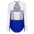 thumbnail image 7 of Doomiva Women Sequin Latin Dance Leotard Tassel Long Sleeve Dance Bodysuit Gymnastic Dancewear Silver&Blue XXL, 7 of 7