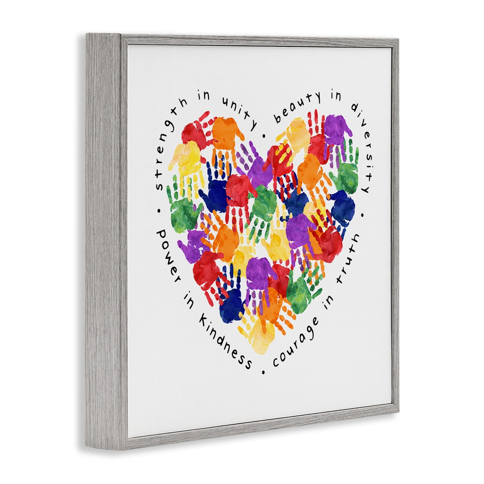 Stupell Industries Strength In Unity Children's Rainbow Handprint Heart, 24 x 24,Design by Erica Billups