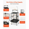thumbnail image 3 of VEVOR Bird Cage, 32.7 x 31.1 x 82.7 inch, Open Flat Top, Wrought Iron Bird Flight Cage with Perches, Slide-Out Tray, Plastic Feeders, for Cockatiel, Monk Parakeet, African Grey Parrot, 3 of 9