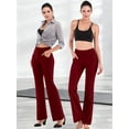 thumbnail image 5 of ValueVibe Womens Flare Yoga Pants with Pockets Bootcut Yoga Leggings High Waist Tummy Control Workout Pants, Burgundy L, 5 of 6