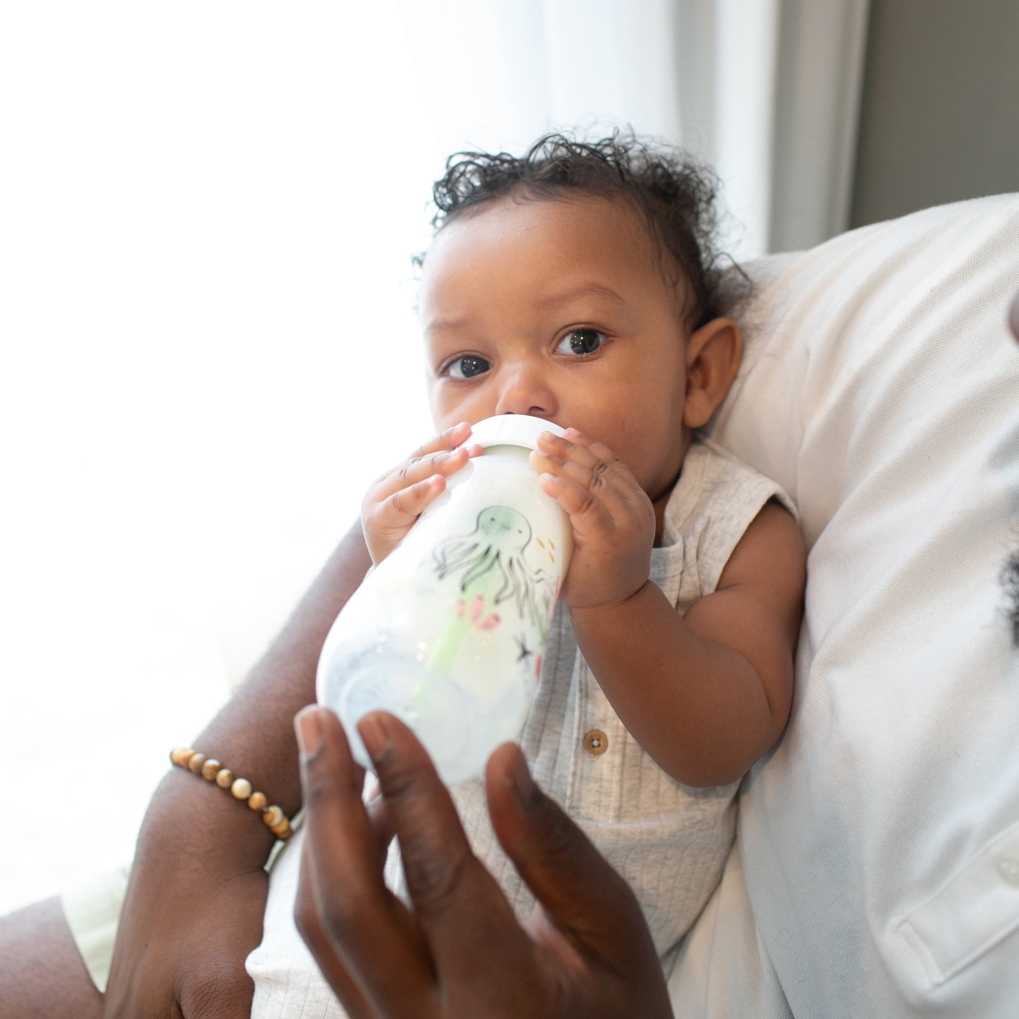 Dr. Brown's Natural Flow Anti-Colic Options+ Wide-Neck Baby Bottle, Ocean Decos, 9oz/270ml, Level 1 Slow Flow, 0m+, 2 Pack