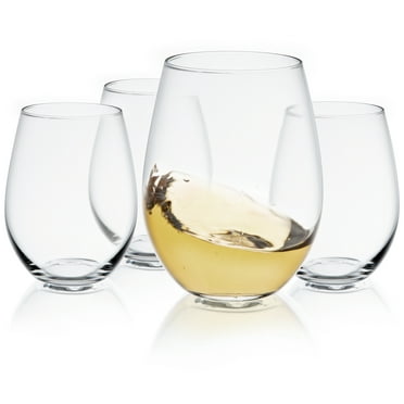 JoyJolt Spirits Stemless Wine Glasses for Red or White Wine (Set of 4)-19-Ounces