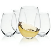 JoyJolt Spirits Stemless Wine Glasses for Red or White Wine (Set of 4)-19-Ounces