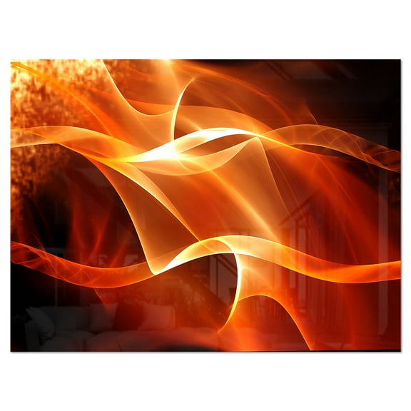 Designart 'Orange 3d Abstract Fractal Waves' Metal Wall Art