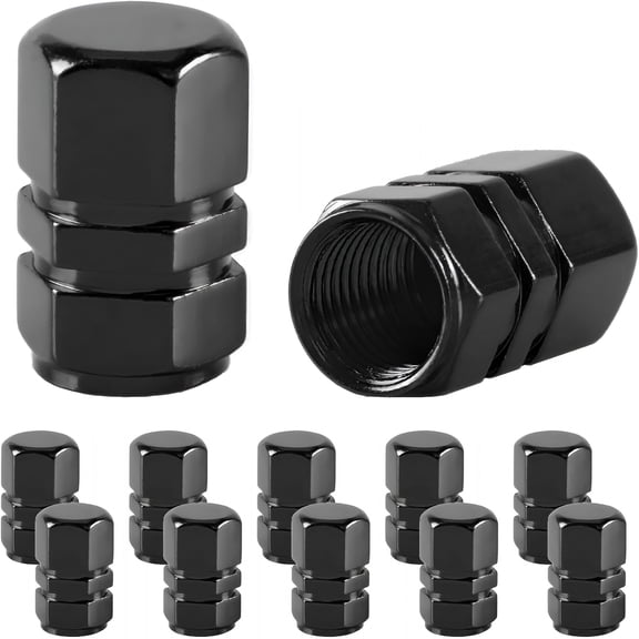 RIONIMA Tire Valve Stem Caps, 12pcs Air Caps Cover, Universal for Cars, SUVs, Bike, Trucks and Motorcycles-Black