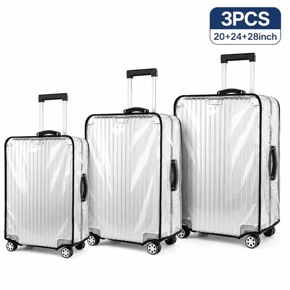 Suitcase Covers Luggage Cover Protector, Clear PVC Transparent Waterproof Suitcase Sleeve for 20" 24" 28" Wheeled Suitcases 3PCS