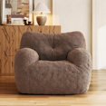 thumbnail image 4 of Bean Bag Chair, Filled Beanbag Chairs, Stuffed Bean Bag Chair, Comfy Chairs with Filling for Living Room (Teddy Fabric in Coffee, 1 PC, 39.37" D×37" W×27.56" H), 4 of 12